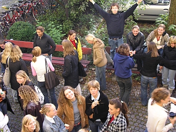 Students in the school courtyard